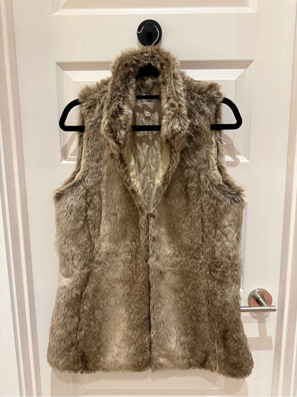 Banana Republic Taupe Faux Fur Vest